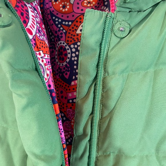 SOLD Lilly Pulitzer Green Quilted Pink Paisley Lined Puffer Vest - Picture 12 of 16